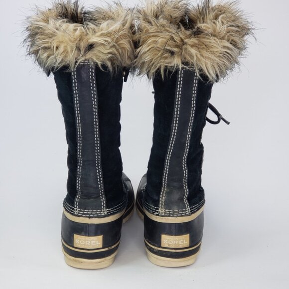 Sorel Joan Of Arctic Tall Snow Winter Boots Women’s Sz 7 Black Faux Fur - Picture 4 of 12